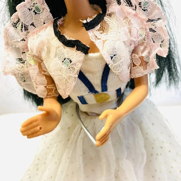 MATTEL BARBIE Asian Doll Long Black Hair Blue Eyes Three Piece Outfit 12" Tall - Picture 4 of 12